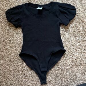 Zara Black Puff Sleeve One-Piece Bodysuit for Kids SZ 7
